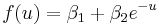  f(u) = \beta_{1} %2B \beta_{2} e^{-u} \,