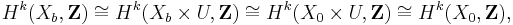 H^k(X_b, \mathbf{Z}) \cong H^k(X_b \times U, \mathbf{Z}) \cong H^k(X_0 \times U, \mathbf{Z}) \cong H^k(X_0, \mathbf{Z}),