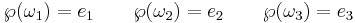 
\wp(\omega_1)=e_1\qquad
\wp(\omega_2)=e_2\qquad
\wp(\omega_3)=e_3
