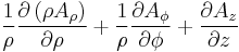 {1 \over \rho}{\partial \left( \rho A_\rho  \right) \over \partial \rho} 
  %2B {1 \over \rho}{\partial A_\phi \over \partial \phi} 
  %2B {\partial A_z \over \partial z}