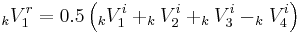 _kV^r_1 = 0.5\left(_kV^i_1 %2B _kV^i_2 %2B _kV^i_3 - _kV^i_4\right)