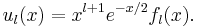 
u_l(x) = x^{l%2B1} e^{-x/2}f_l(x).\,
