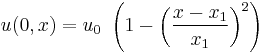 u(0,x)= u_0\ \left(1-\left(\frac{x-x_1}{x_1}\right)^2\right)