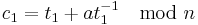 \textstyle c_1 = t_1 %2B at_1^{-1} \mod n 