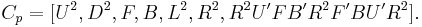 C_p = [U^2, D^2, F, B, L^2, R^2, R^2 U^\prime F B^\prime R^2 F^\prime B U^\prime R^2].\,\!