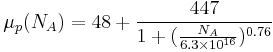 \mu_p(N_A) = 48 %2B \frac{447}{1%2B(\frac{N_A}{6.3\times10^{16}})^{0.76}}