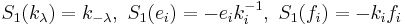 S_1(k_{\lambda}) = k_{-\lambda},\ S_1(e_i) = - e_i k_i^{-1},\ S_1(f_i) = - k_i f_i