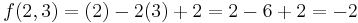 f(2,3) = (2) - 2(3) %2B 2 = 2 - 6 %2B 2 = -2