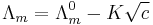 \Lambda_m =\Lambda_m^0-K\sqrt{c} 