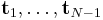  {\mathbf t}_1, \dots , {\mathbf t}_{N-1}