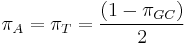 \pi_A = \pi_T = {(1-\pi_{GC})\over 2}