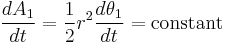 
\frac{dA_1}{dt} = \frac{1}{2} r^2 \frac{d\theta_1}{dt} = \mathrm{constant}
