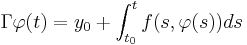 \Gamma \varphi(t) = y_0 %2B \displaystyle\int_{t_0}^{t} f(s,\varphi(s))ds