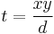 t = \frac{x y}d