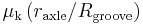 \mu_\mathrm{k} \left( r_{\mathrm{axle}} / R_{\mathrm{groove}} \right)