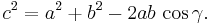  c^2 = a^2 %2Bb^2 -2ab \,\cos \gamma.