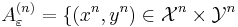 A_\varepsilon^{(n)} = \{(x^n, y^n) \in \mathcal X^n \times \mathcal Y^n 