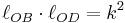 \ell_{OB}\cdot \ell_{OD}=k^2 