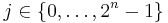 j \in \{0, \dots, 2^n-1\}