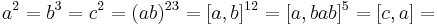 a^2=b^3=c^2=(ab)^{23}=[a,b]^{12}=[a,bab]^5=[c,a]=