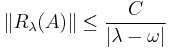 \| R_{\lambda} (A) \| \leq \frac{C}{| \lambda - \omega |}