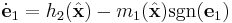 \dot{\mathbf{e}}_1 = h_2(\hat{\mathbf{x}}) - m_1(\hat{\mathbf{x}}) \operatorname{sgn}( \mathbf{e}_1 )