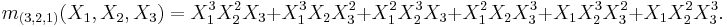 m_{(3,2,1)}(X_1,X_2,X_3)=X_1^3X_2^2X_3%2BX_1^3X_2X_3^2%2BX_1^2X_2^3X_3%2BX_1^2X_2X_3^3%2BX_1X_2^3X_3^2%2BX_1X_2^2X_3^3.