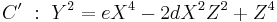 C'\ �:\  Y^2= eX^4-2dX^2Z^2%2B Z^4