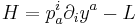 H = p^{i}_a \partial_i y^{a} - L