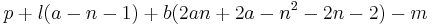  p %2B l(a - n - 1) %2B b(2an %2B 2a - n^2 - 2n - 2) - m 