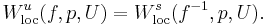 W^u_{\mathrm{loc}}(f,p,U) = W^s_{\mathrm{loc}}(f^{-1},p,U).