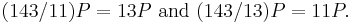 (143/11)P = 13P \text{ and }(143/13)P = 11P.