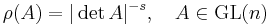 \rho(A) = |\det A|^{-s},\quad A\in \operatorname{GL}(n)