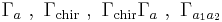  \Gamma_a ~,~ \Gamma_\text{chir}~,~ \Gamma_\text{chir} \Gamma_a ~,~ \Gamma_{a_1 a_2}