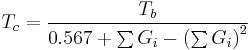 T_c=\frac{T_b}{0.567%2B\sum G_i-\left(\sum G_i\right)^2}