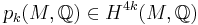 p_k(M,\mathbb{Q}) \in H^{4k}(M,\mathbb{Q})