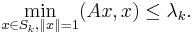 \min_{x \in S_k, \|x\| = 1}(Ax,x) \le \lambda_k.