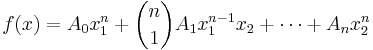 \displaystyle  f(x) = A_0x_1^n%2B\binom{n}{1}A_1x_1^{n-1}x_2%2B\cdots%2BA_nx_2^n