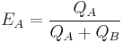 E_A = \frac{Q_A}{Q_A %2B Q_B}