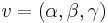  v = (\alpha, \beta, \gamma) \,