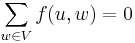 \ \sum_{w \in V} f(u,w) = 0