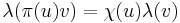 \lambda(\pi(u)v)=\chi(u)\lambda(v)