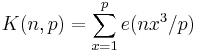 K(n,p)=\sum_{x=1}^p e(nx^3/p)