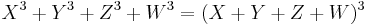  X^3 %2B Y^3 %2B Z^3 %2B W^3 = (X%2BY%2BZ%2BW)^3