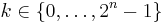 k \in \{0, \dots, 2^n-1\}