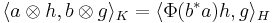  \langle a \otimes h, b \otimes g  \rangle _K = \langle \Phi(b^*a) h, g  \rangle _H