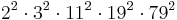 2^2 \cdot 3^2 \cdot 11^2 \cdot 19^2 \cdot 79^2