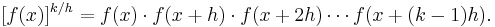 [f(x)]^{k/h}=f(x)\cdot f(x%2Bh)\cdot f(x%2B2h)\cdots f(x%2B(k-1)h).