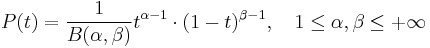 P(t)=\frac{1}{B(\alpha ,\beta )}t^{\alpha -1}\cdot (1-t)^{\beta -1},\quad 1\leq \alpha ,\beta \leq %2B\infty 