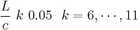 \frac{L}{c}\ k\ 0.05\ \ k=6,\cdots ,11